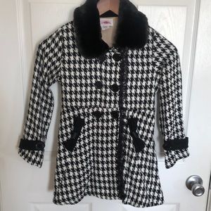 Houndstooth Wool Blend Coat